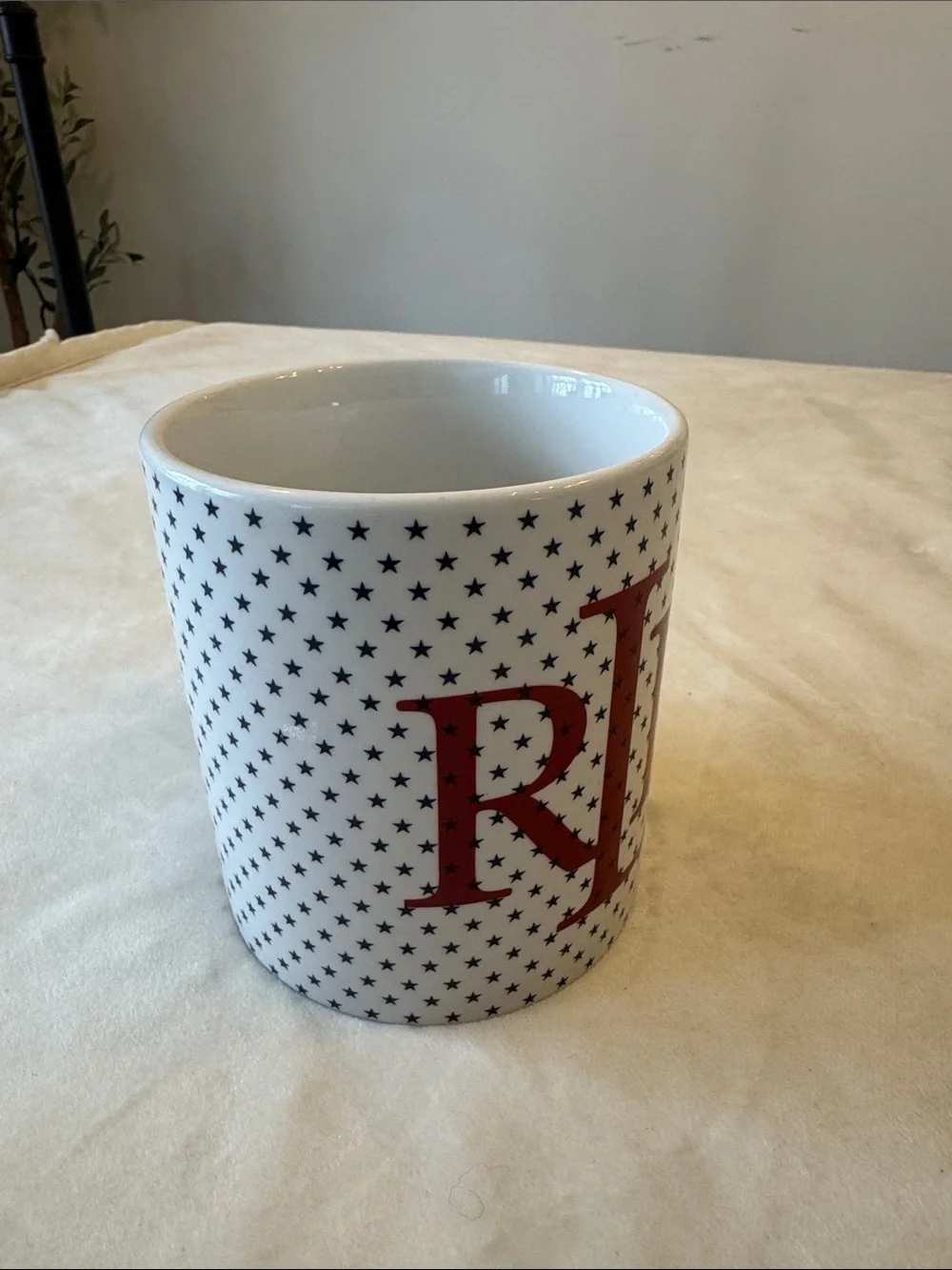 Vintage! Patriotic Ralph Lauren Monogram Mug with Blue Stars and Red Lettering